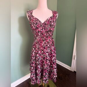 White House Black Market Pink and Black Floral Mini Dress